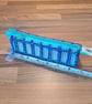Pencil case - column pattern, blue, purple, green mix, blue zip, green charm - Image 2