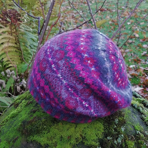 Knitting Kit: Erin Hat, Wool Alpaca Slouchy Fair Isle Hat