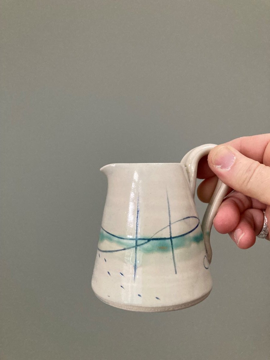 Ceramic handmade small jug - Seascape design