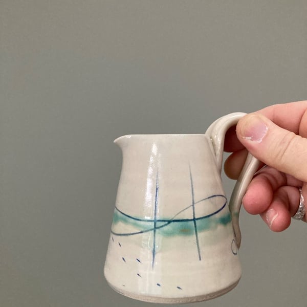 Ceramic handmade small jug - Seascape design