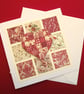 Patchwork red floral heart card for Valentines, a wedding or an anniversary