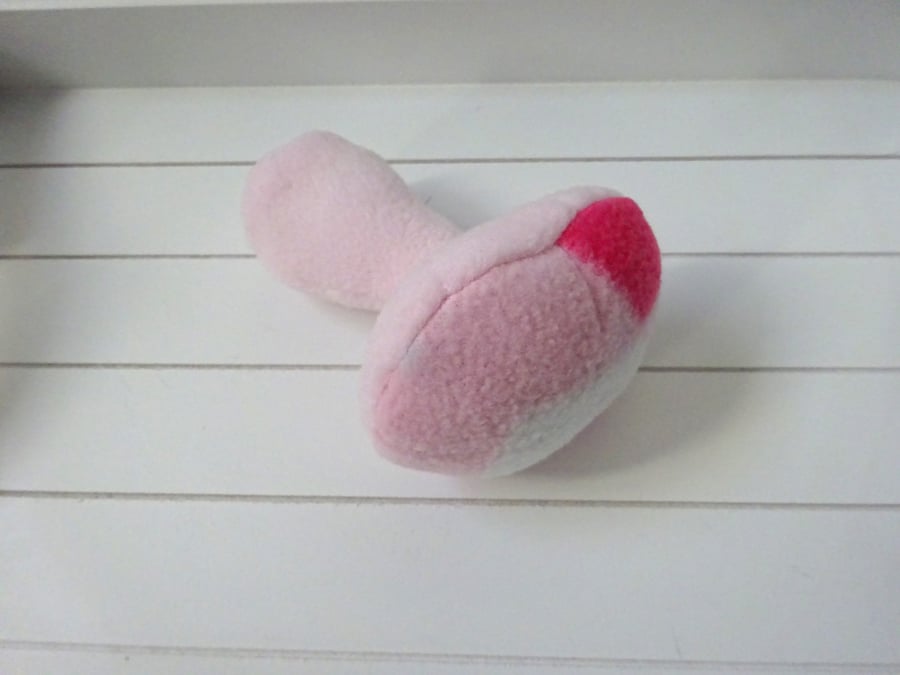 pink plush toadstool white heart