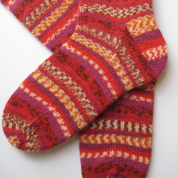 hand knit womens wool socks UK 6-8