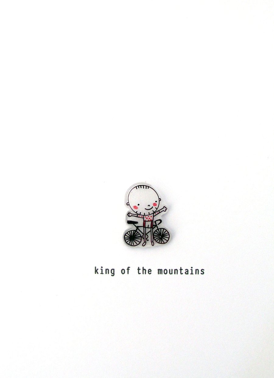 king of the mountains - red spotty jersey cyclist - handmade card