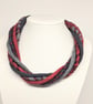 The Wrapped Twist: felted cord necklace, red and greys - Image 5