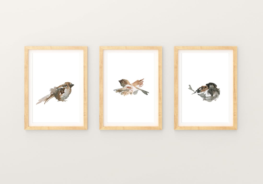 Watercolour bird prints, Birds wall decor, Birds wall art
