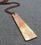 Copper rectangle pendant, Flame patina jewellery, 7th anniversary gift - Image 6