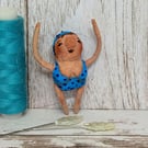 Woman Sea Swimmer Spun Cotton Hanger Art Doll