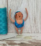 Woman Sea Swimmer Spun Cotton Hanger Art Doll