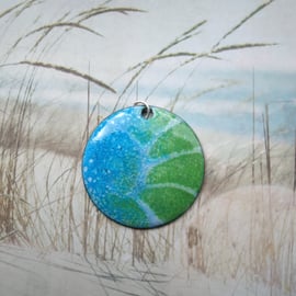 "Under the sea" enamelled copper pendant 240