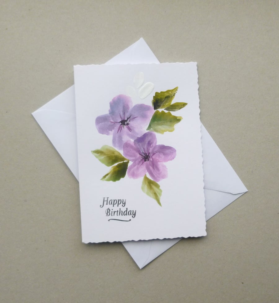 original art hand painted Birthday card ( ref F 714 A6 )