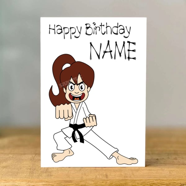 Personalised Martial Arts Birthday Card, Karate, Taekwondo, dad, mum, sister,