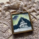 Framed 'Tiny Aurora III' original miniature watercolour
