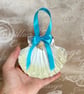 Handmade Seashell Wall Hanging – Coastal Beach Decoration with Blue Ribbon - Image 5