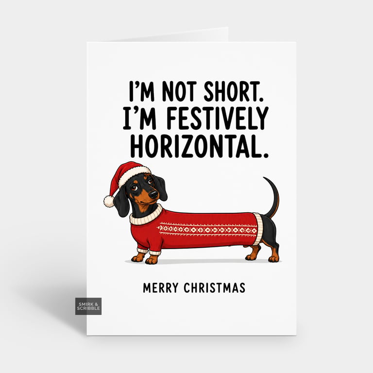 Funny Christmas Card - Festively Horizontal Dog