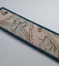 Textile bookmark - aqua blue embroidered curtain, wool and velvet fabrics - Image 6