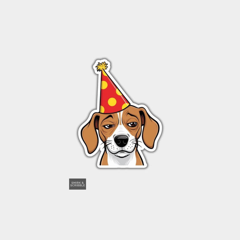 Funny Vinyl Sticker For Adults - Grumpy Birthday Dog