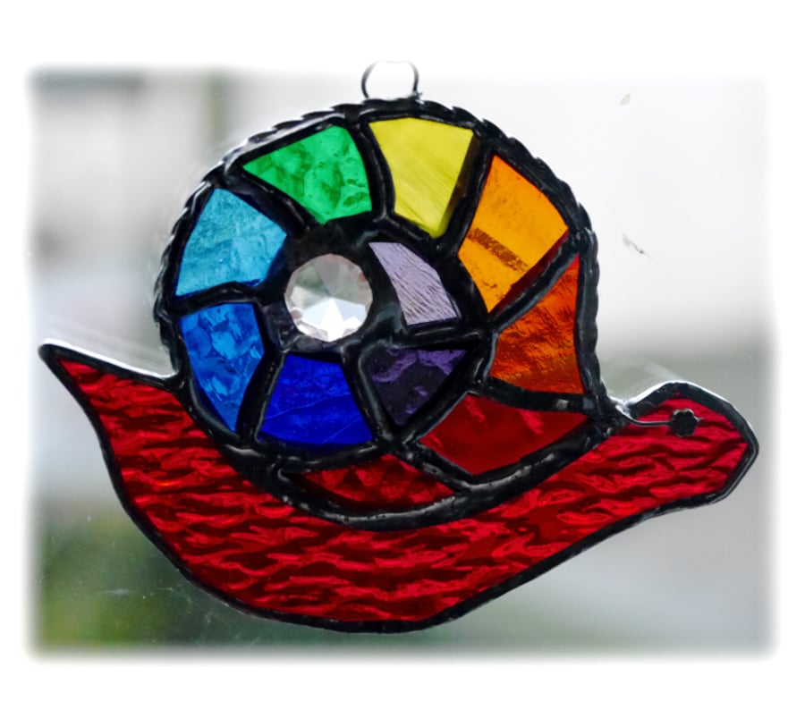 Snail Suncatcher Stained Glass Handmade Rainbow 007