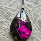 Purple and Black Fire Agate Teardrop Pendant