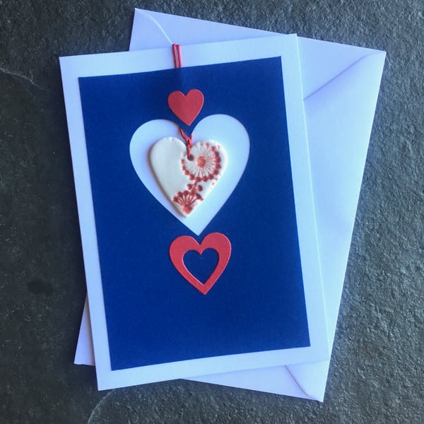 Hug in an envelope - Scandinavian heart handmade decoration and greetings card