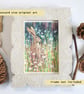 Hare in a wildflower meadow, small original artwork, letterbox gift