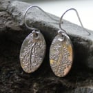 Fine Silver and Sterling Silver Drop Earrings With a Delicate Leaf Design