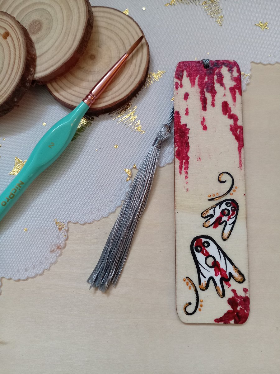 Wooden bleeding Ghost bookmark