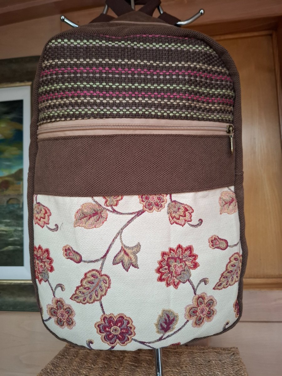 Brown and floral backpack