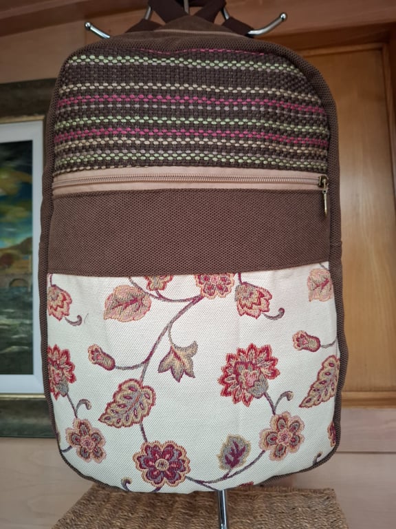 Brown and floral backpack
