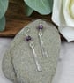 Earrings, Sterling Silver Triangle and Amethyst Droppers