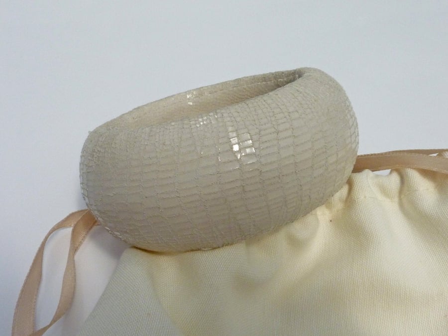 White Leather Bangle