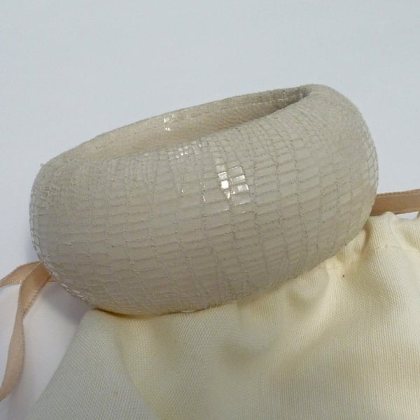 White Leather Bangle