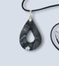 Black Marbled Glasses Holder Necklace Teardrop Opening Pendant