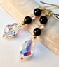 Swarovski Crystal Teardrop And Black Onyx Earrings - Handmade In Devon - Image 1