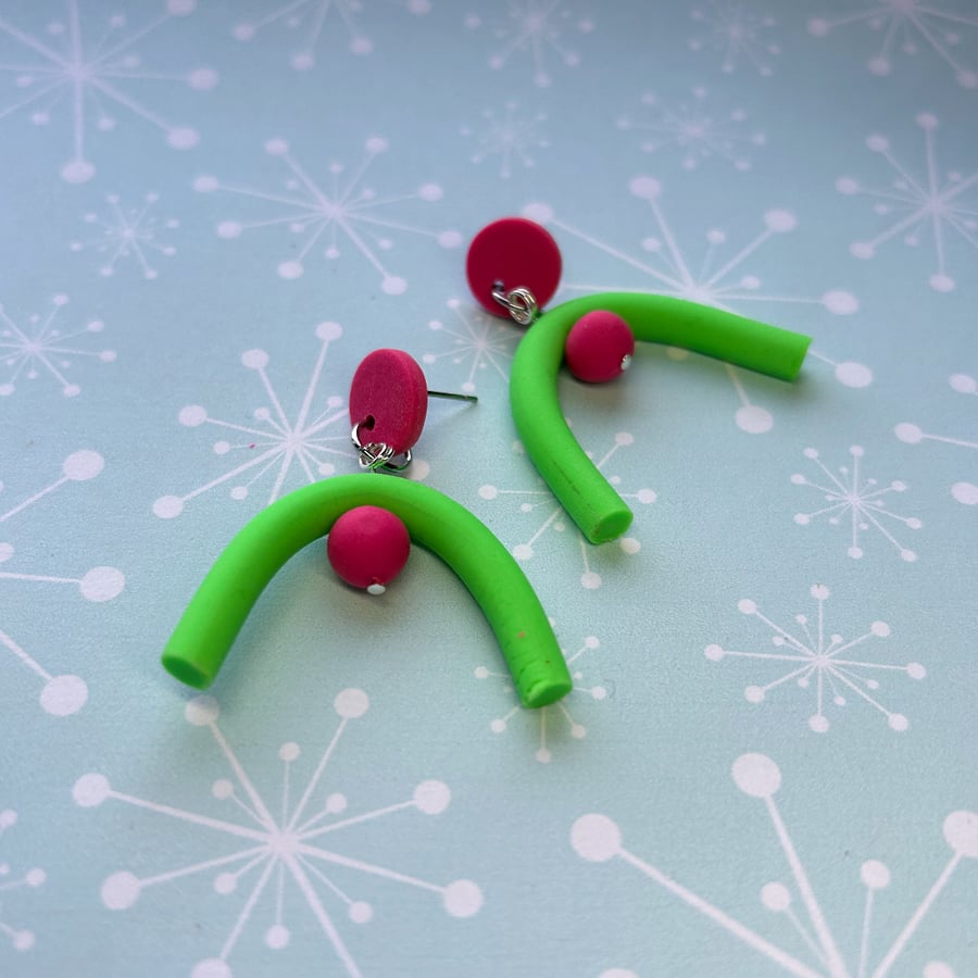 Archie Arch Earrings, Neon earrings, polymer clay earrings 