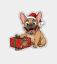 Unique Funny Christmas Sticker Xmas Decal - Cute Cheeky Dog In Santa Hat