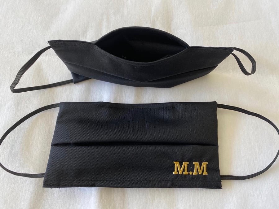 Personalised Embroidered initials Face mask cover with filter pocket. Superior q