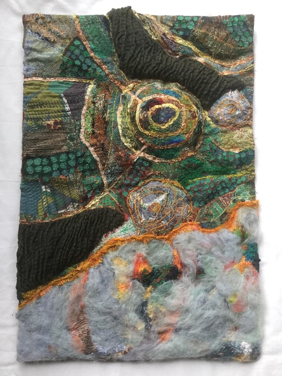 Unique Textiles quilted and embroidered wall-hanging, wall art