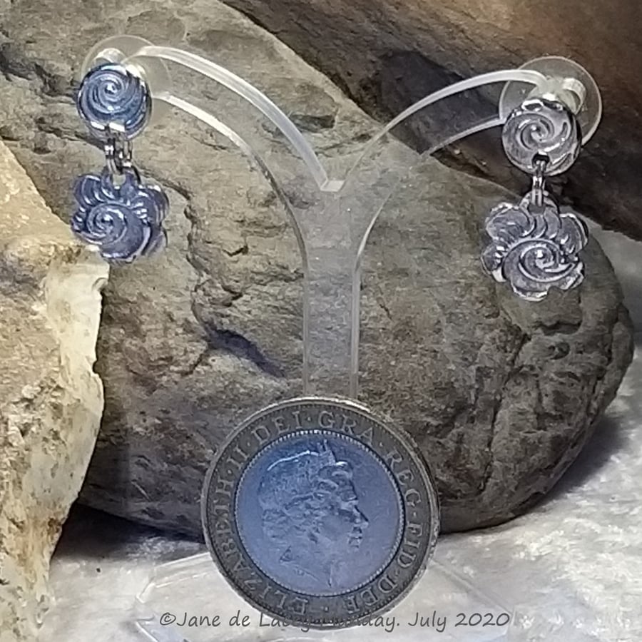 Fine Silver Flower Stud Earrings (ON SALE - PRICE REDUCED)