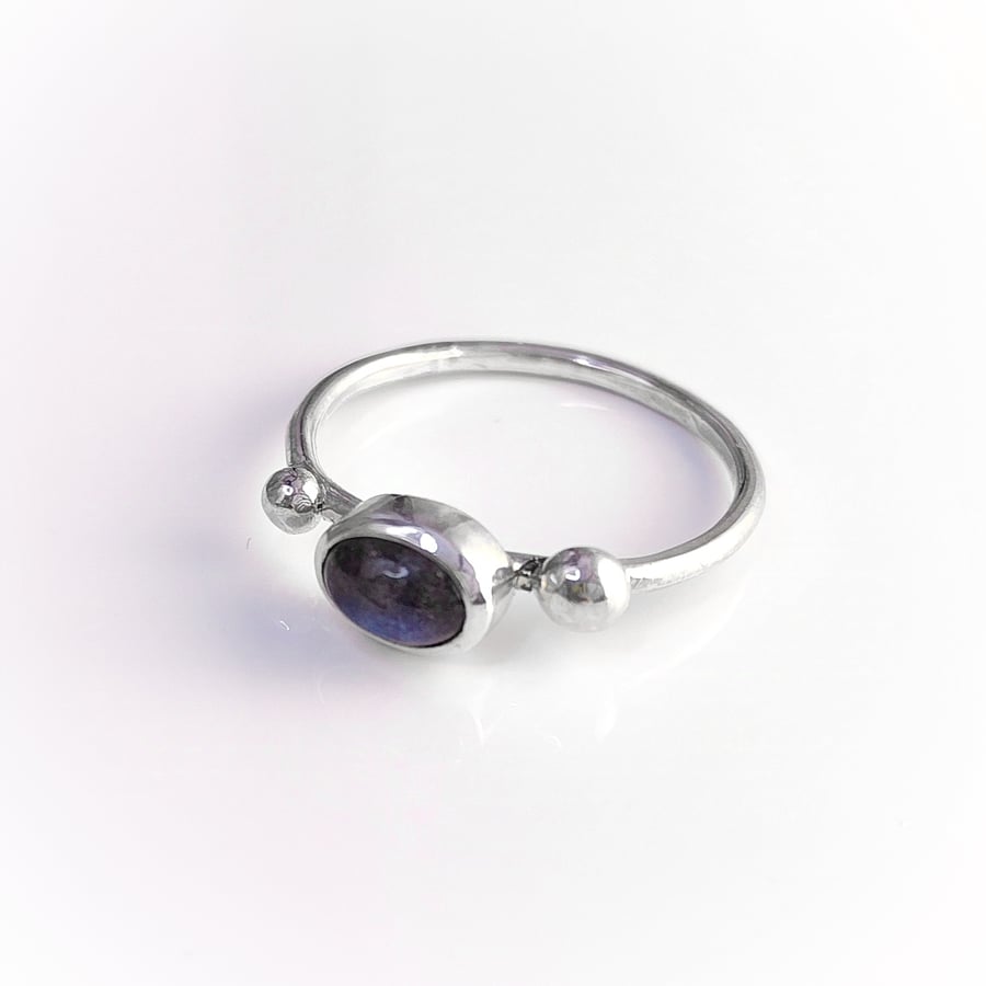 Sterling silver ring with oval labradorite