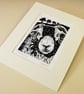 Swaledale Sheep - Original Hand Pulled Linocut Print - Image 3