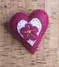 Heart, Dark Rose Pink with White Heart inset & Dark Rose Pink felt Flower Brooch - Image 1