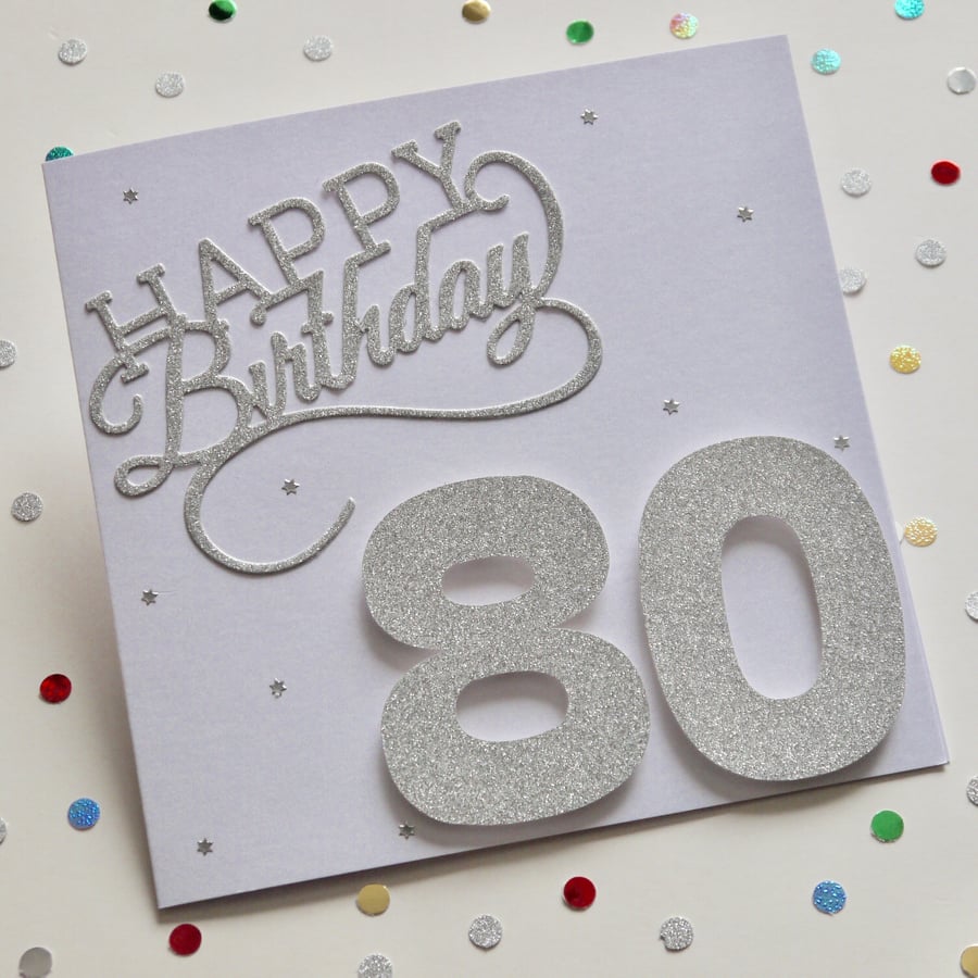 Happy 80th Birthday Card for Him or Her, Card for Family or Friends