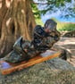 Rustic burl wood tea light holder