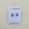 Purple and Silver Beaded Sterling Silver Stud Earrings