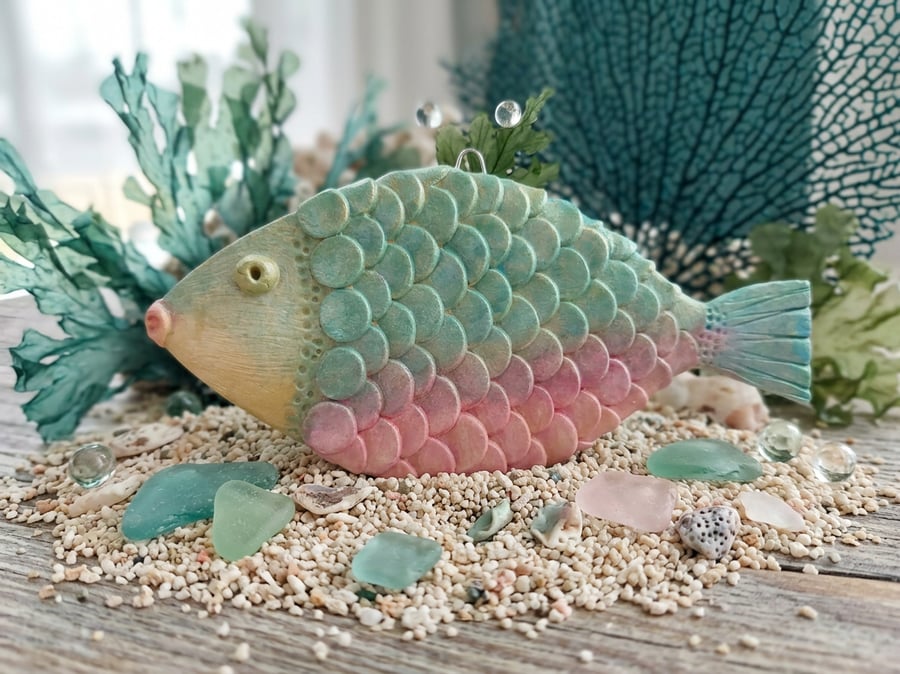 Handmade Clay Fish Wall Hanging