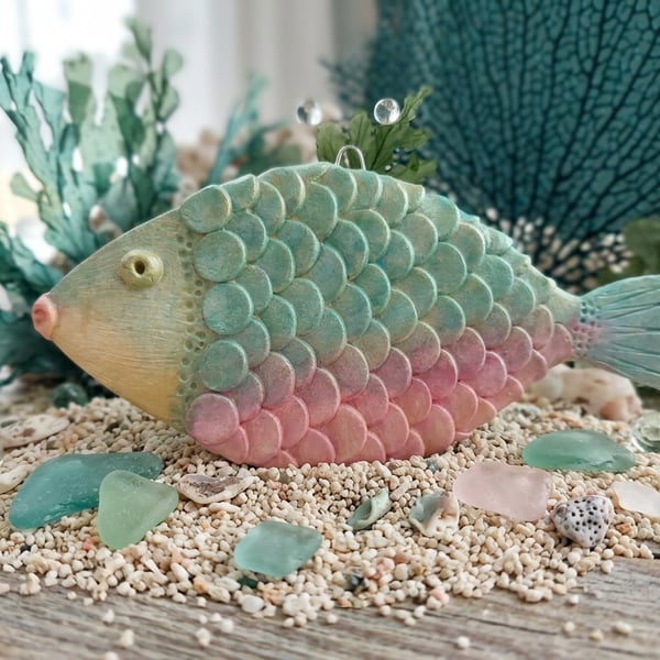 Handmade Clay Fish Wall Hanging