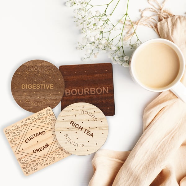 Wooden Biscuit Coaster, Biscuit Inspired Coaster, Fun Coasters, Uk Favourites