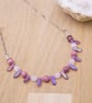 Pink rose quartz and rhodonite gemstone and spear necklace - Image 8