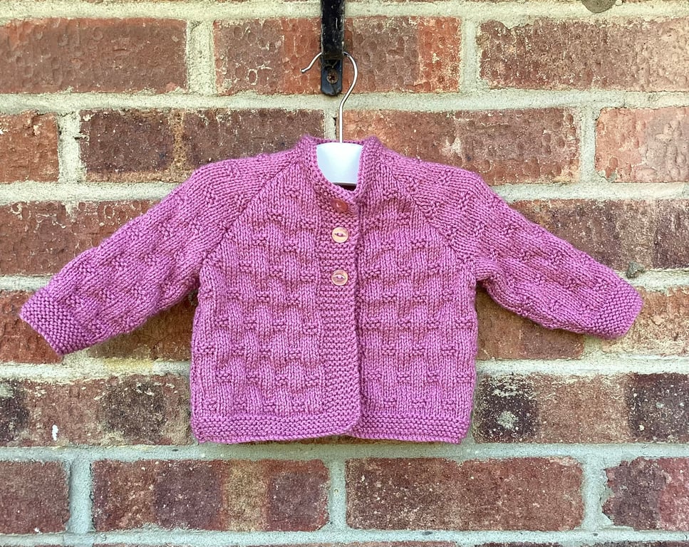 Baby cardigan hand knit 0-3 months 